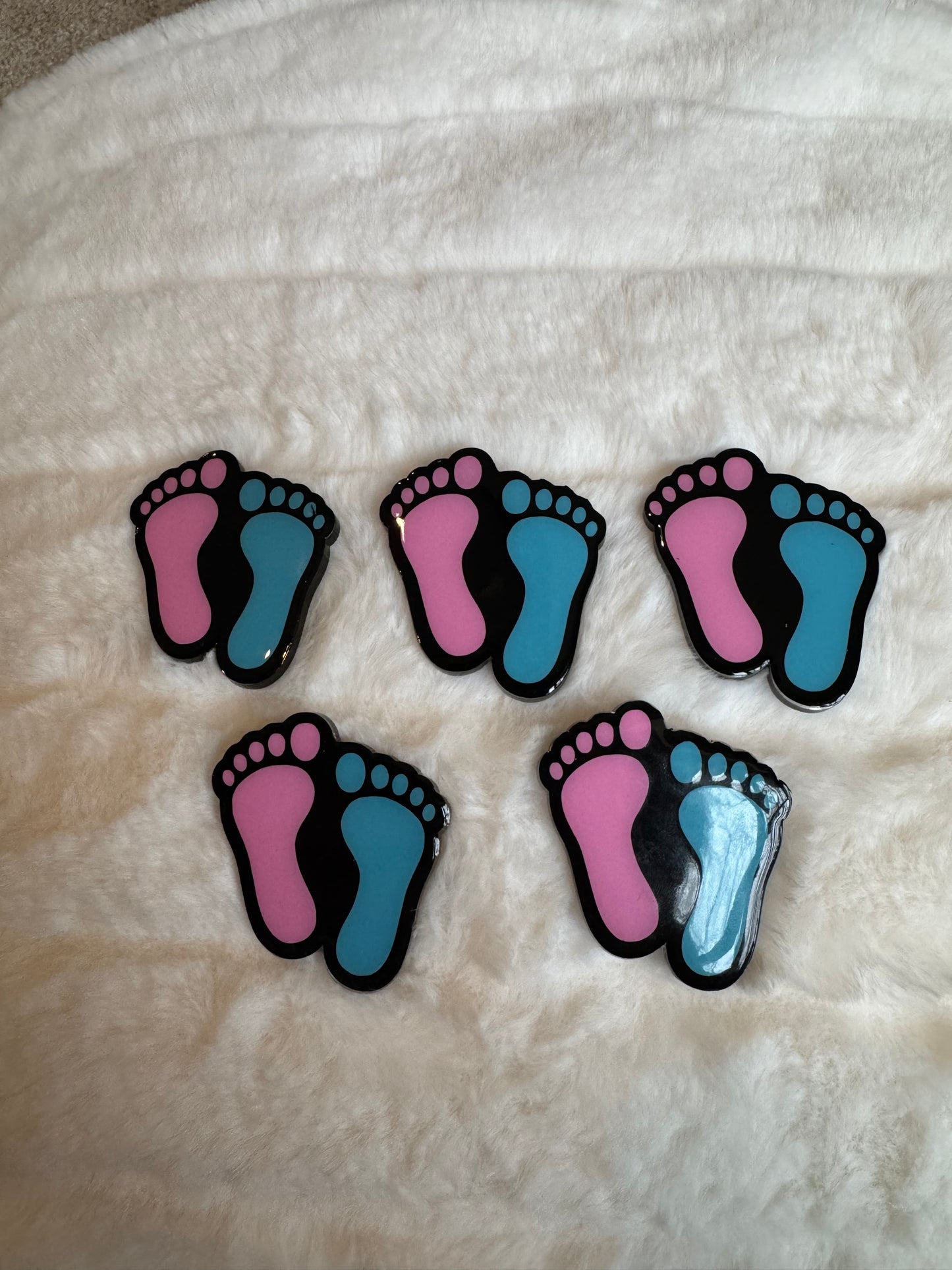Pink and Blue Baby Feet Interchangeable Badge Reel