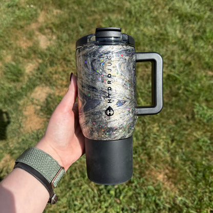 20oz Black with Silver and Gold Hydrodipped HydroJug Coffee Cup