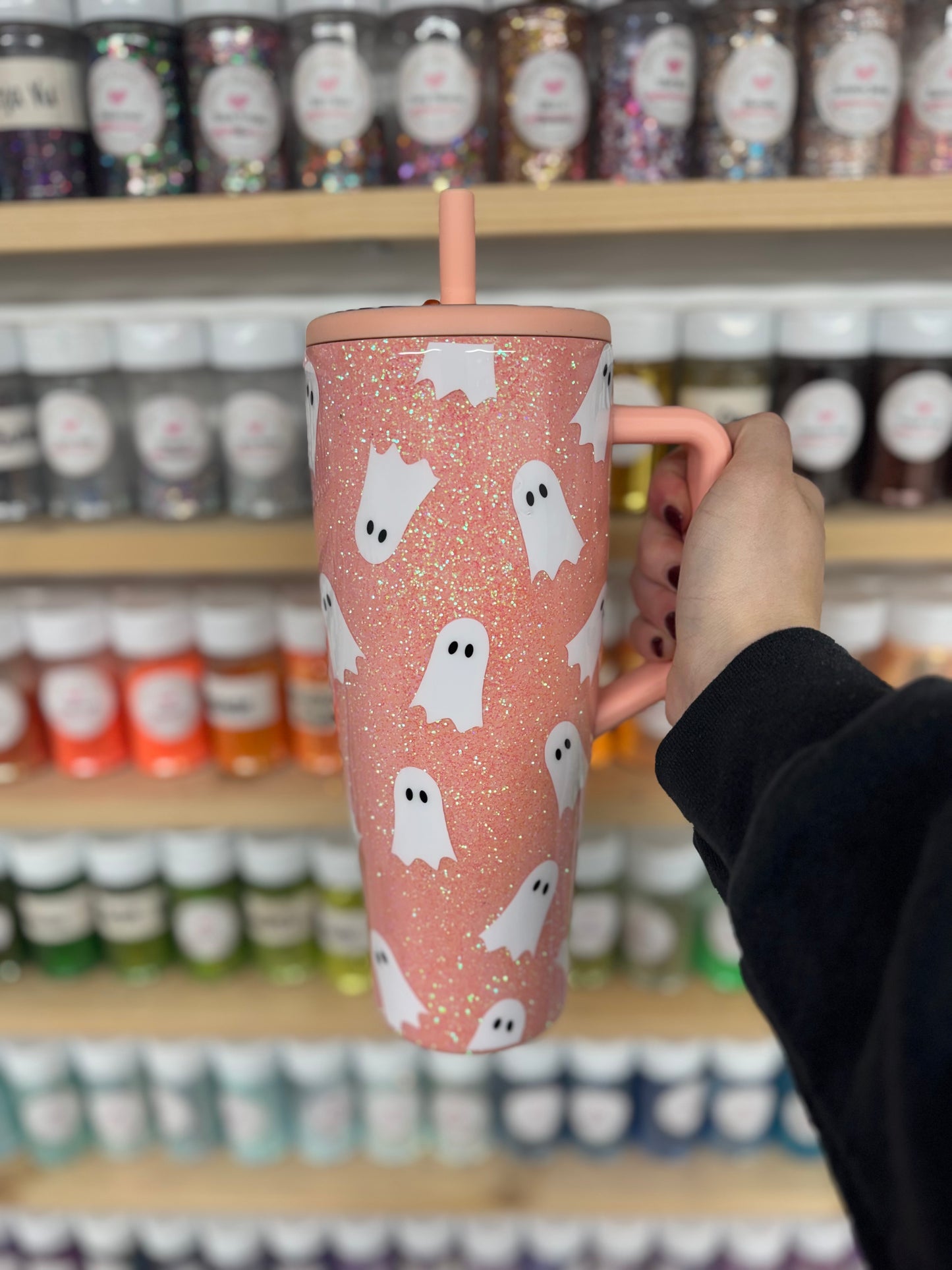 Peach Ghostie Glitter BrüMate *MADE TO ORDER*