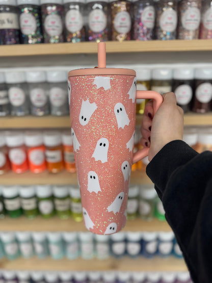 Peach Ghostie Glitter BrüMate *MADE TO ORDER*