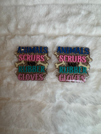 Animals Scrubs and Rubber Gloves Interchangeable Badge Reel