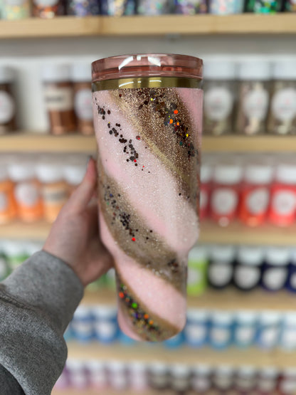 Pink, Gold, and Brown Marble