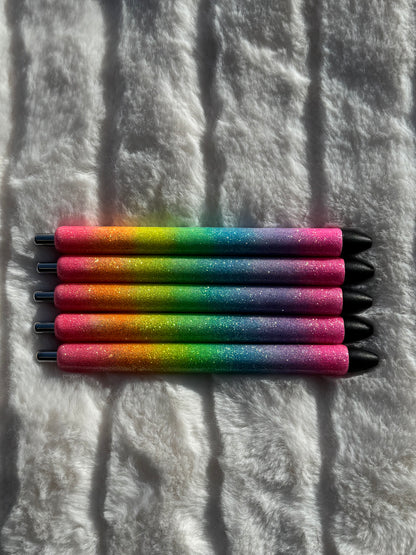Neon Rainbow Ombré Custom Glitter Pen