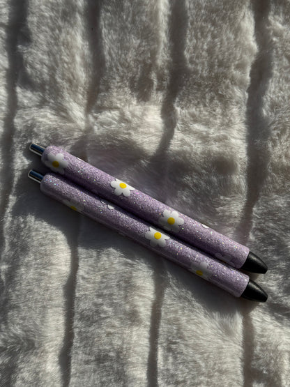 Pastel Daises Glitter 6 Pen Set