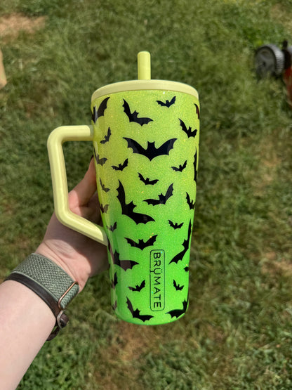 30oz Neon Green and Yellow Ombré with Bats BrüMate (Ready to Ship)