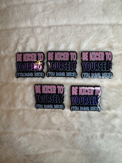 Be Nicer to Yourself You Dumb B*tch Interchangeable Badge Reel