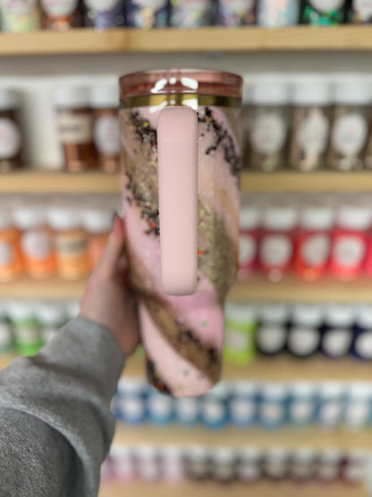 Pink, Gold, and Brown Marble