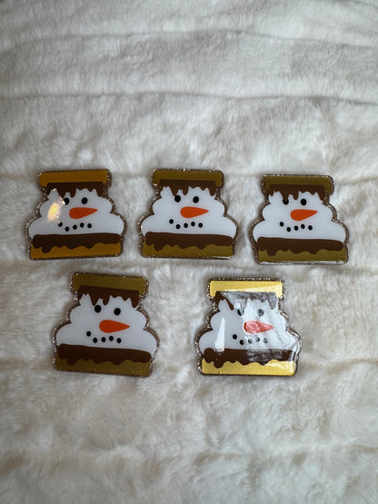 Snowman Smores Interchangeable Badge Reel