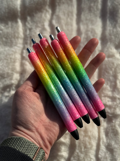 Neon Rainbow Ombré Custom Glitter Pen