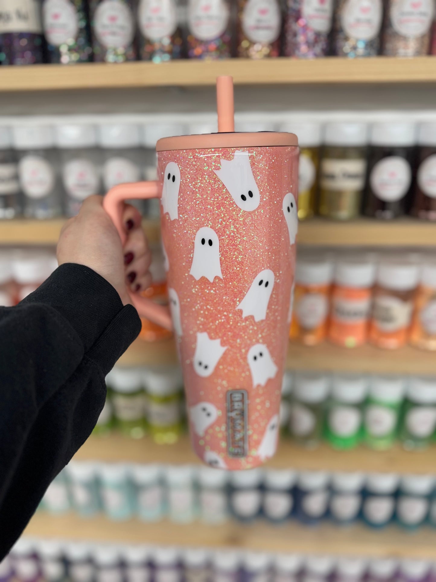 Peach Ghostie Glitter BrüMate *MADE TO ORDER*