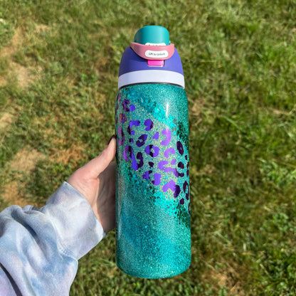 32oz Teal with Metallic Purple Swirl Owala (Ready to Ship)