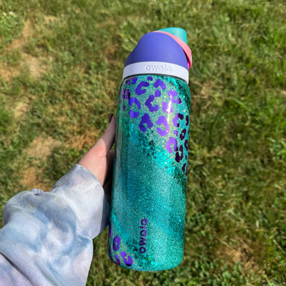32oz Teal with Metallic Purple Swirl Owala (Ready to Ship)