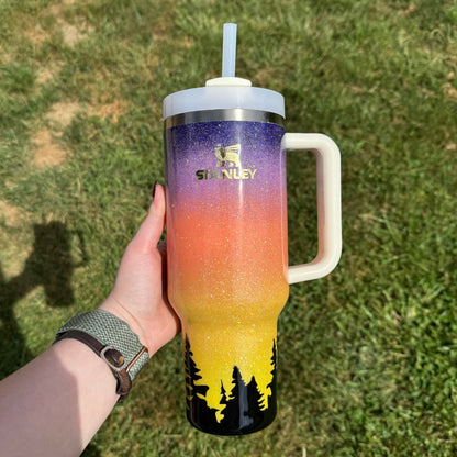 40oz Sunrise/Sunset with Treeline Stanley (Ready to Ship)