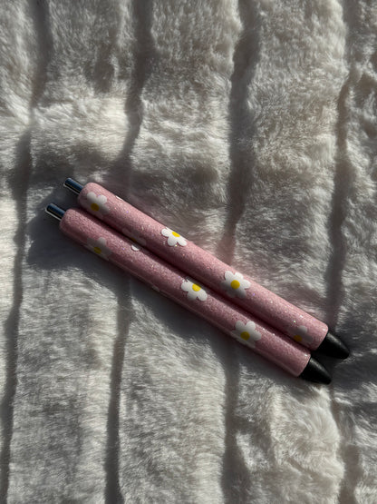 Pastel Daises Glitter 6 Pen Set