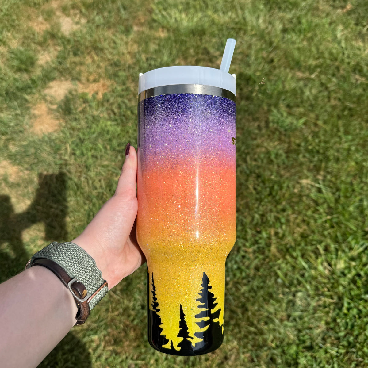40oz Sunrise/Sunset with Treeline Stanley (Ready to Ship)