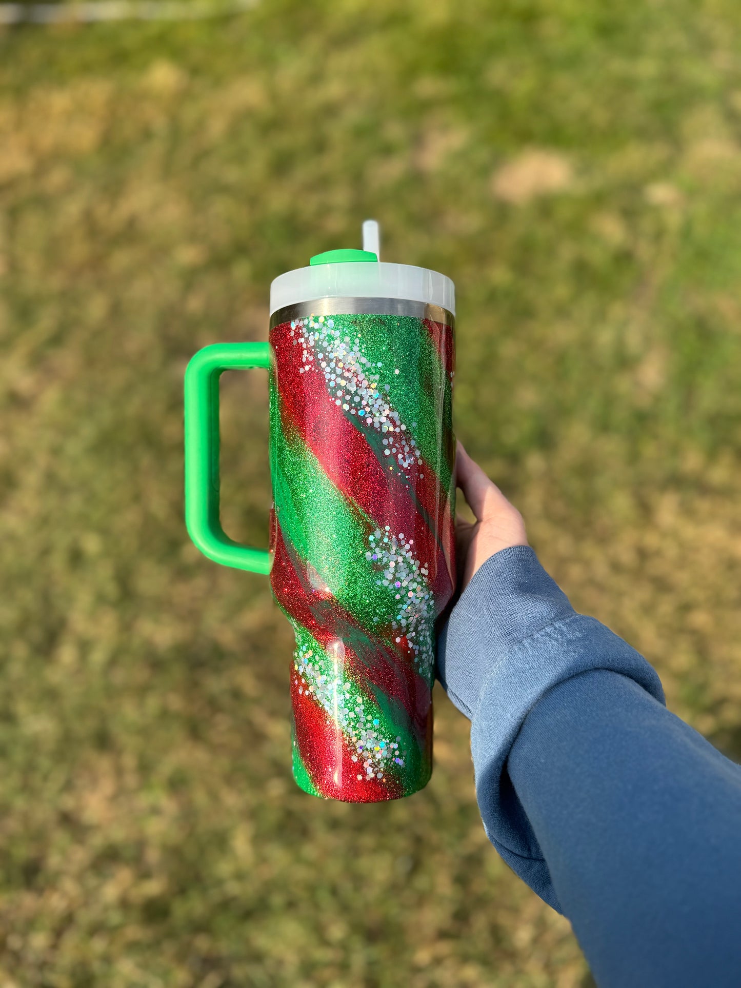 Red and Green with Silver Marble Stanley *MADE TO ORDER*