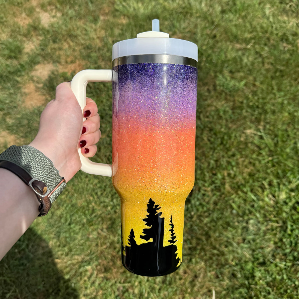 40oz Sunrise/Sunset with Treeline Stanley (Ready to Ship)