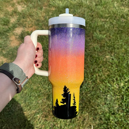 40oz Sunrise/Sunset with Treeline Stanley (Ready to Ship)