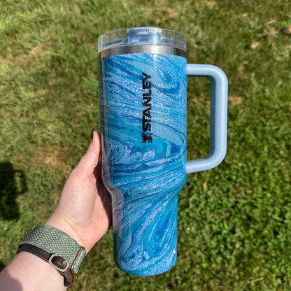 40oz Blue Hydrodipped Stanley ProTour (Ready to Ship)