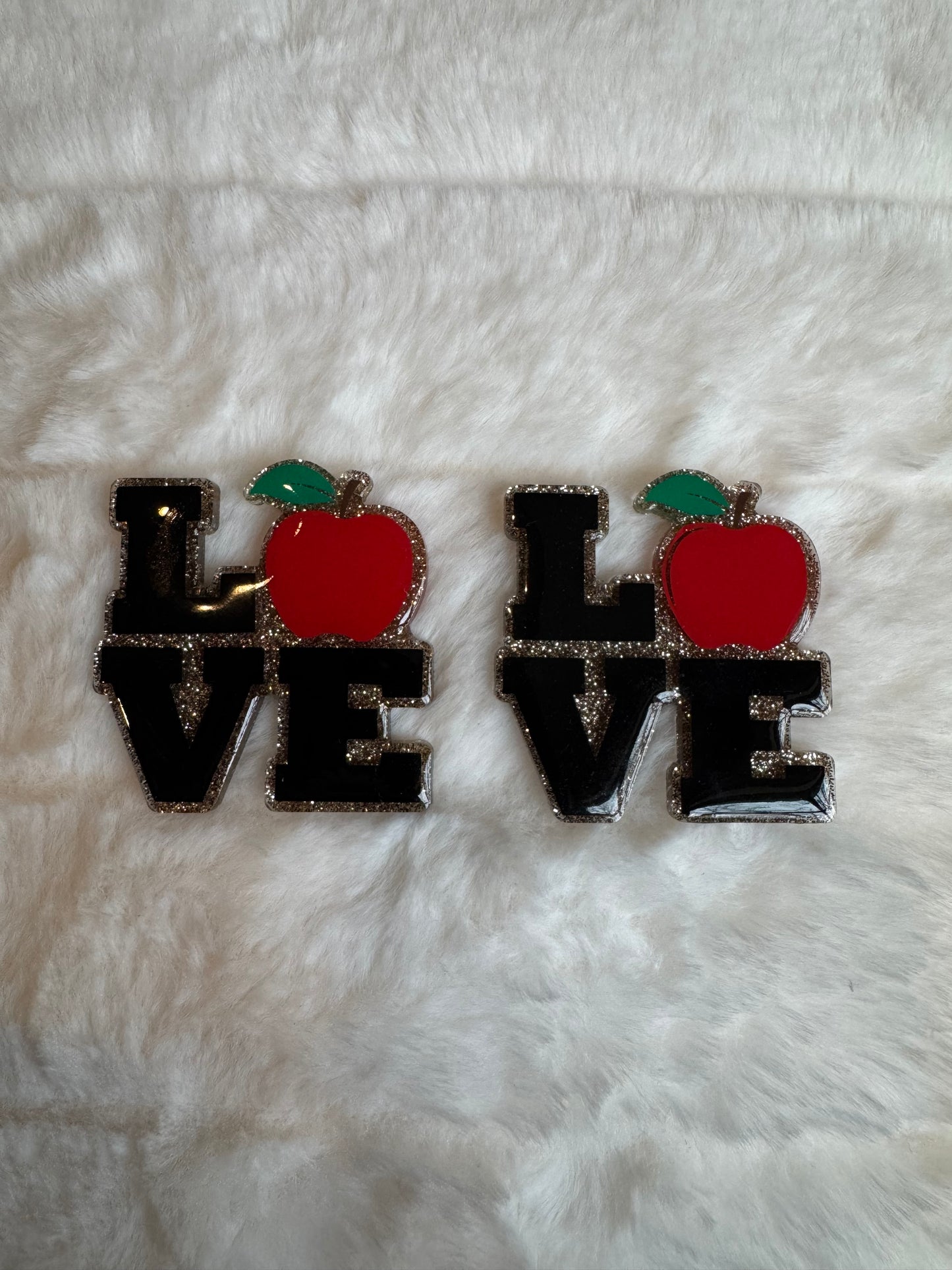 Teacher Love with Apple Interchangeable Badge Reel