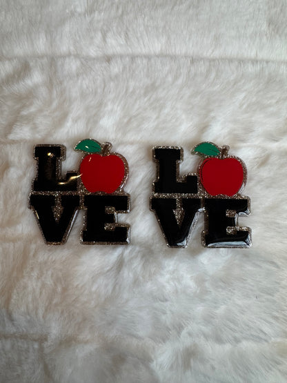 Teacher Love with Apple Interchangeable Badge Reel