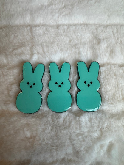 Teal Marshmallow Bunny Interchangeable Badge Reel