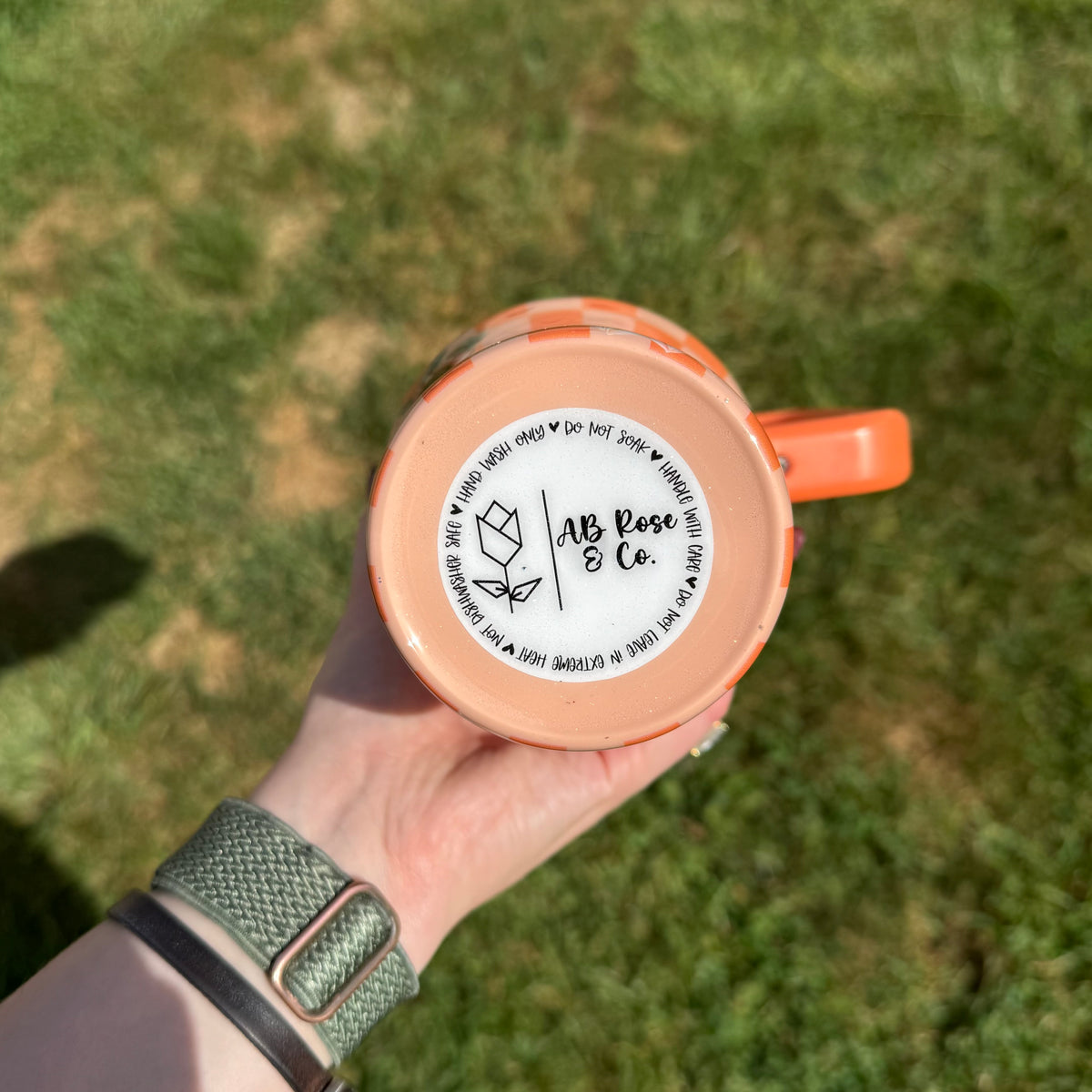 40oz Orange Checker with Pink Sunflowers HydroJug (Ready to Ship)