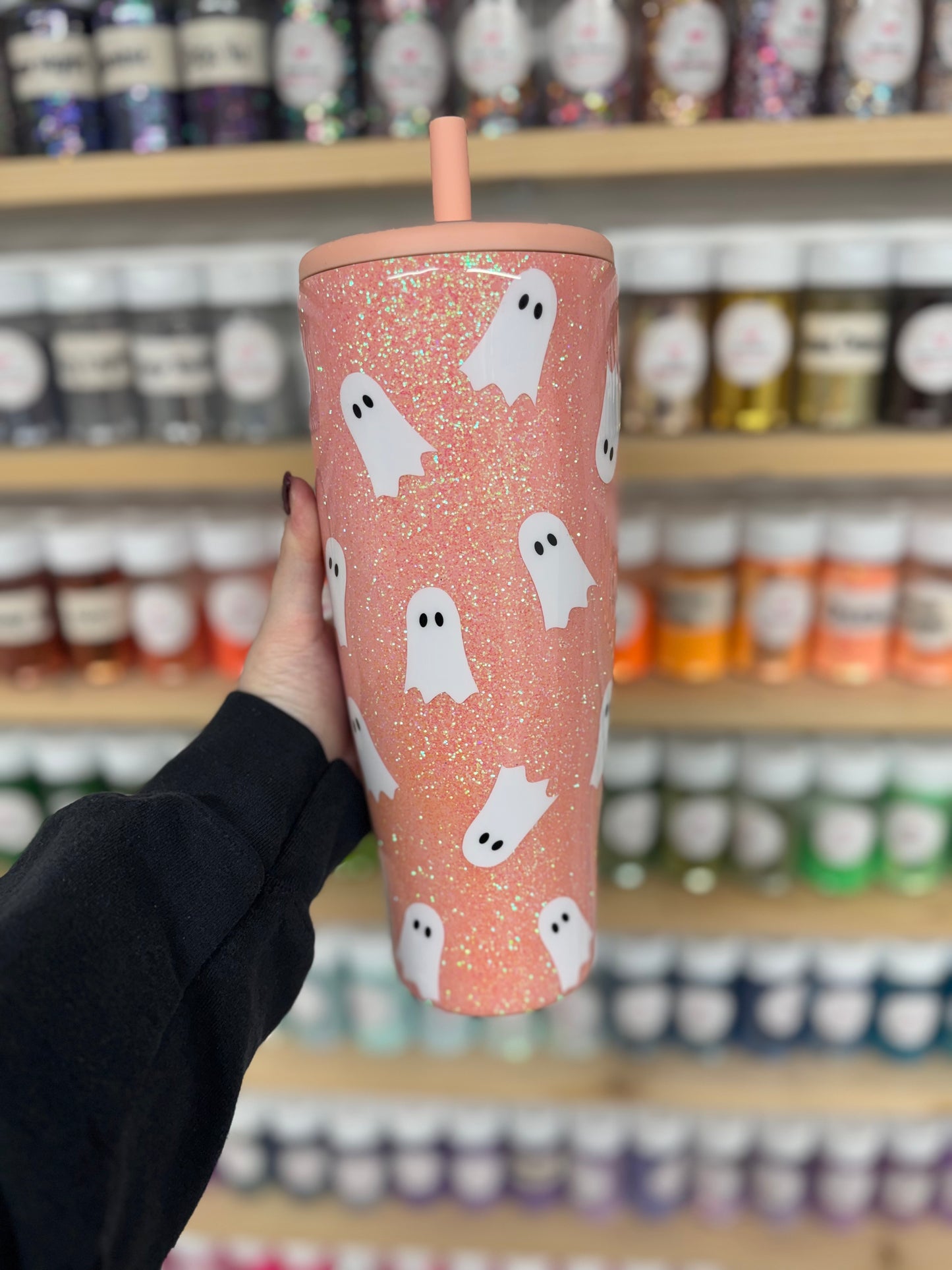 Peach Ghostie Glitter BrüMate *MADE TO ORDER*