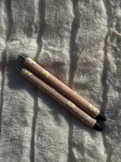 Pastel Daises Glitter 6 Pen Set