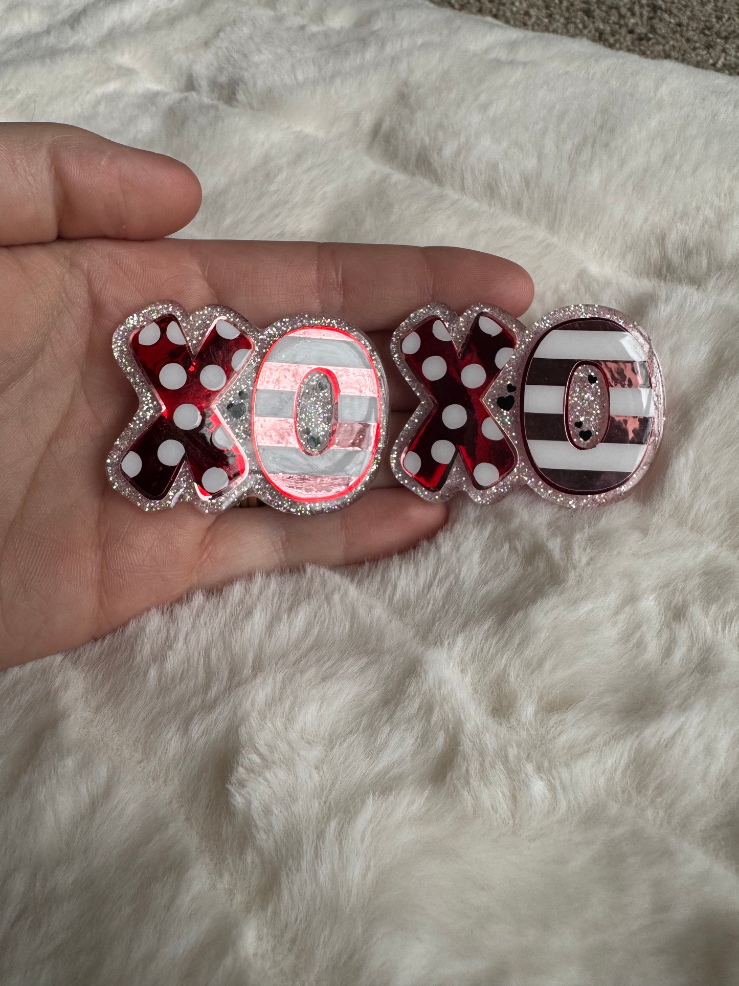 Pink and Red XO Interchangeable Badge Reel