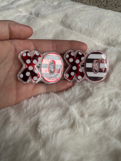 Pink and Red XO Interchangeable Badge Reel