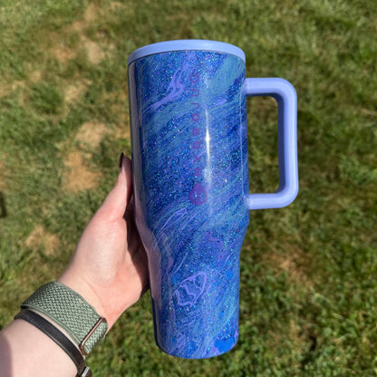 32oz Dark Blue with Light Purple and Teal Hydrodipped HydroJug (Ready to Ship)