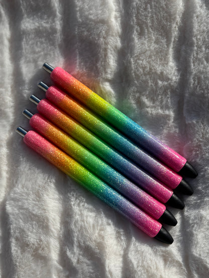Neon Rainbow Ombré Custom Glitter Pen