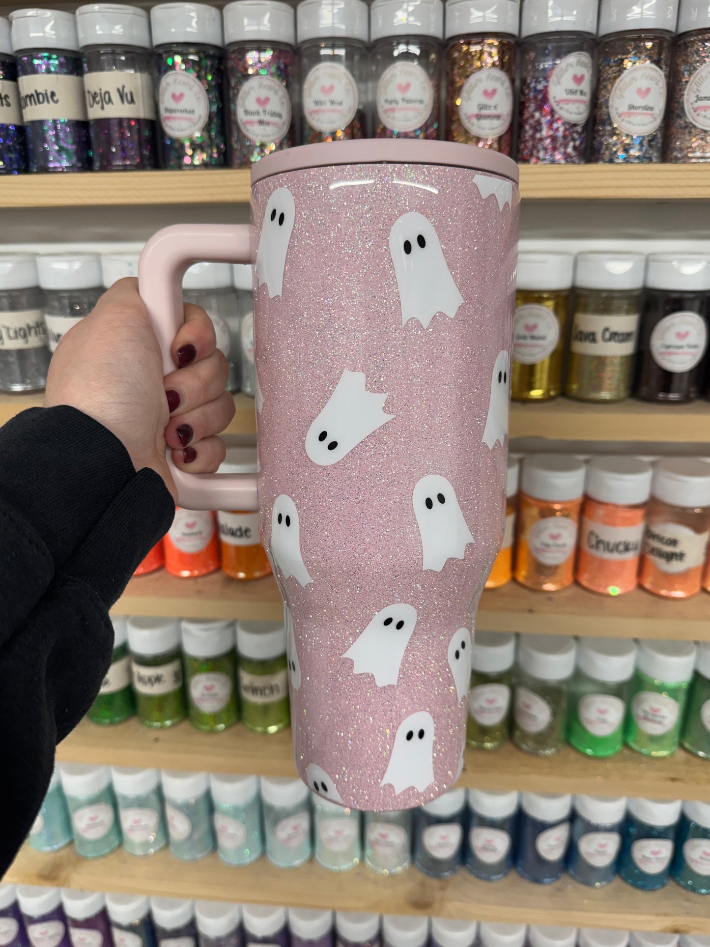 Pink Ghostie Glitter HydroJug *MADE TO ORDER*