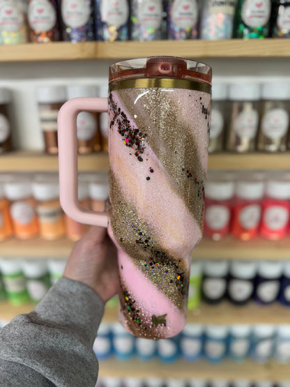 Pink, Gold, and Brown Marble