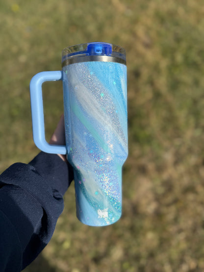 Light Blue with Snowflakes Marble Stanley *MADE TO ORDER*