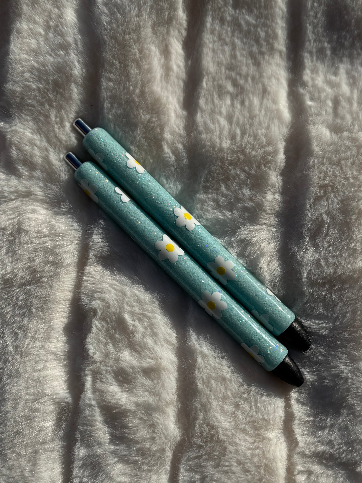 Pastel Daises Glitter 6 Pen Set