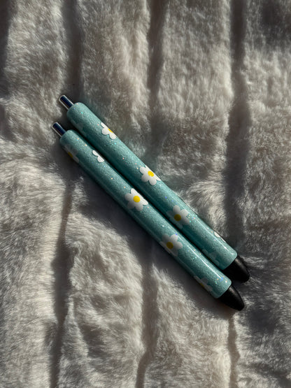 Pastel Daises Glitter 6 Pen Set