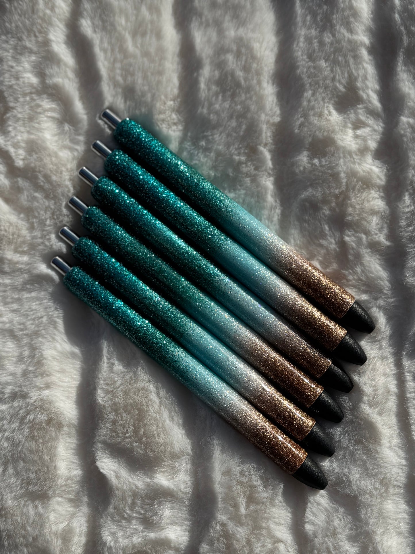 Teal Caribbean Beach Custom Glitter Pen