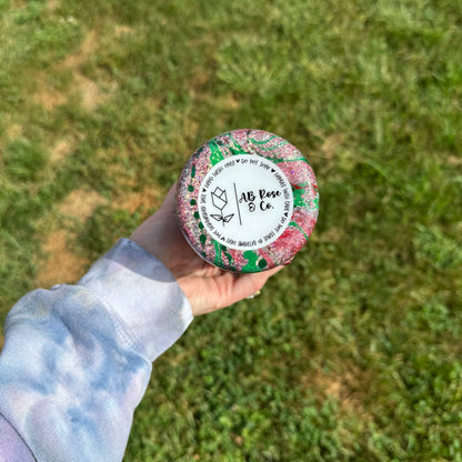 40oz Silver with Red and Green Hydrodipped Owala Sway (Ready to Ship)
