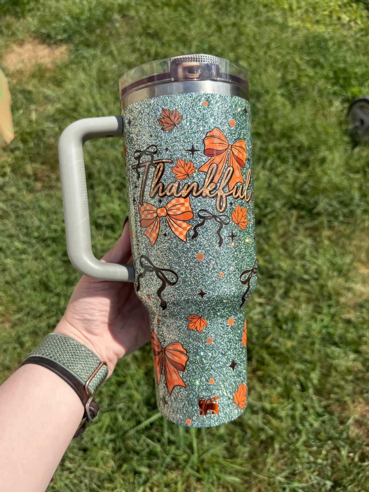 40oz Sage with Thankful Bows Stanley ProTour (Ready to Ship)