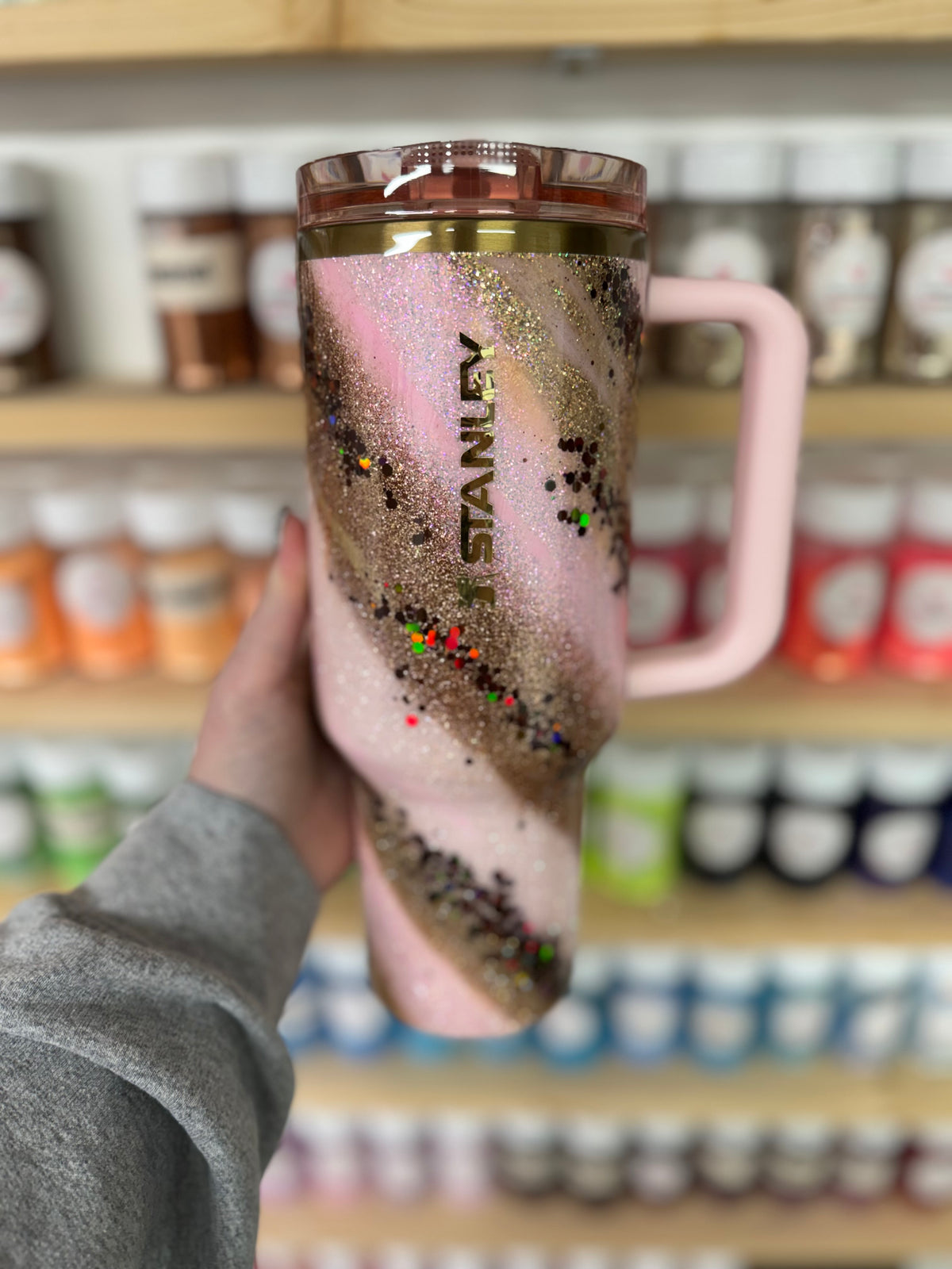 Pink, Gold, and Brown Marble