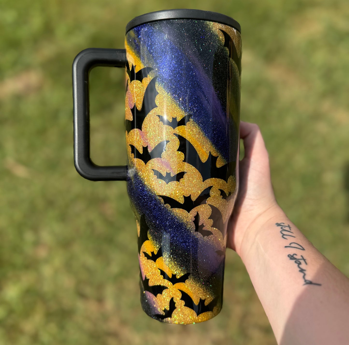 Orange, Purple, and Black Marble with Bats HydroJug *MADE TO ORDER*