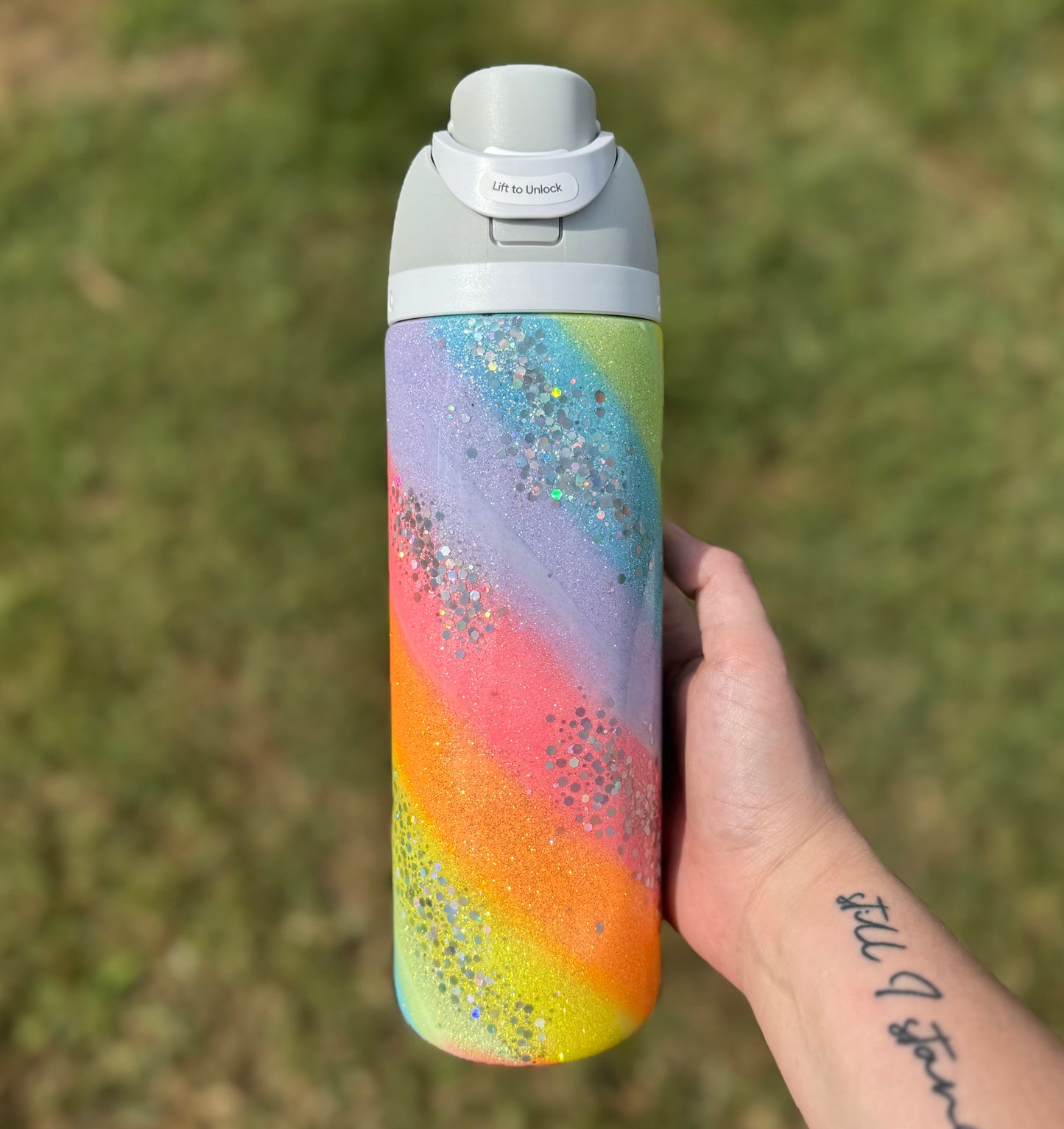 Neon Rainbow Marble Glitter Owala *MADE TO ORDER*