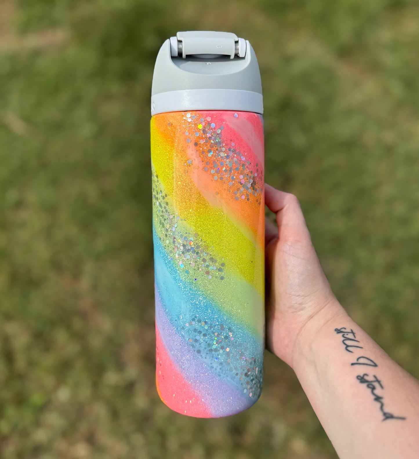 Neon Rainbow Marble Glitter Owala *MADE TO ORDER*