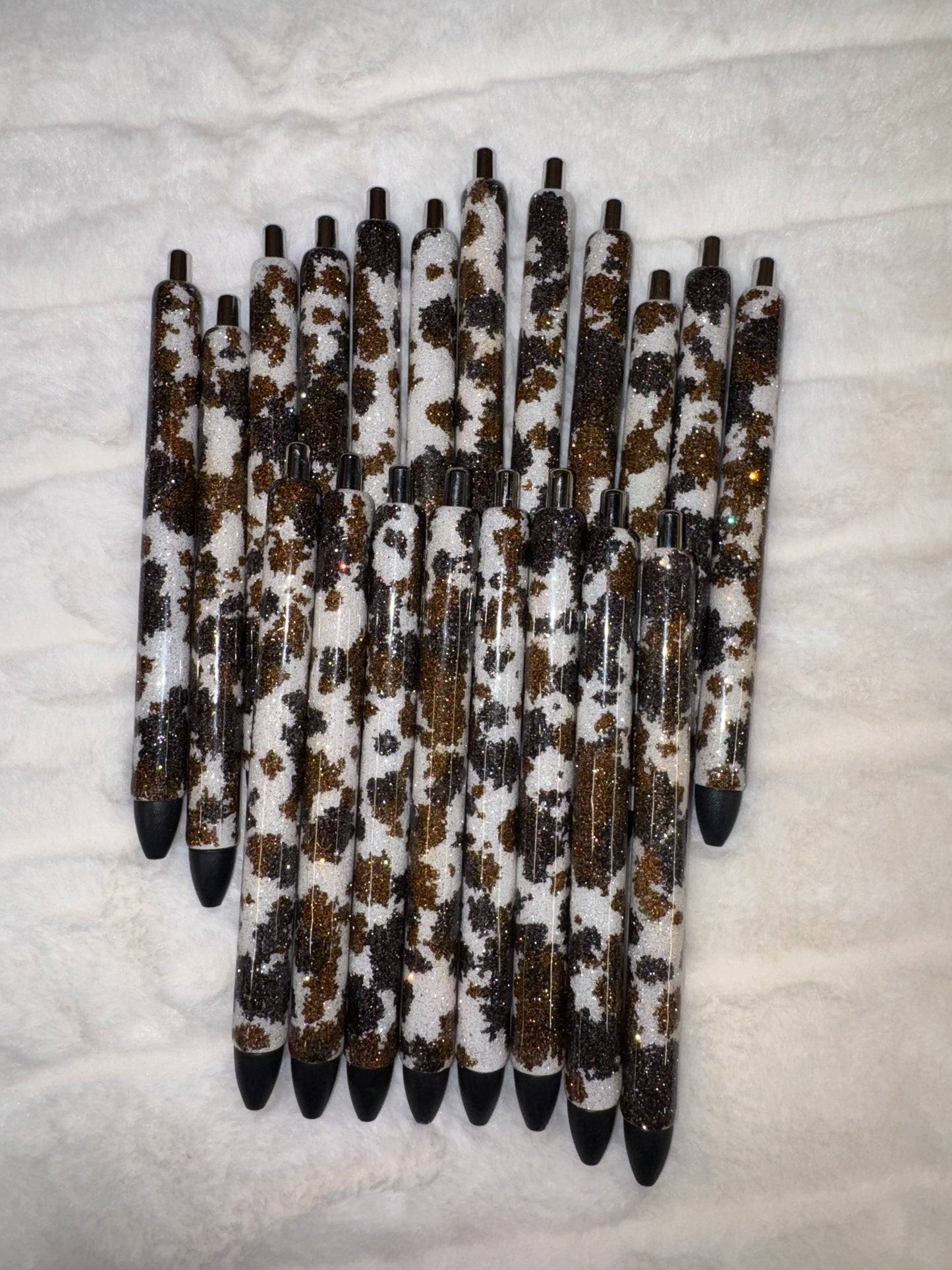 Black and Brown Cowprint Glitter Pen *MADE TO ORDER*