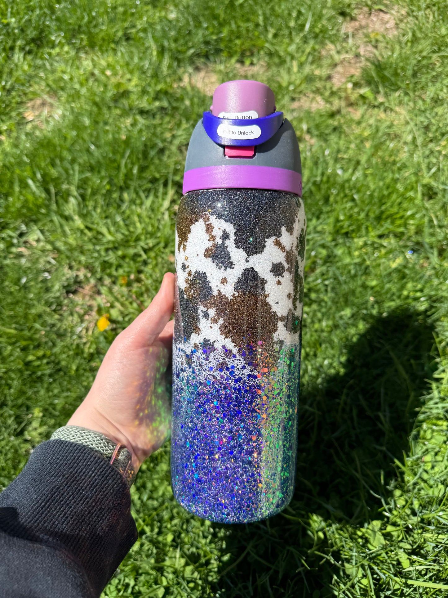 Custom Cowprint and Purple Colorshift Ombre Owala *MADE TO ORDER*