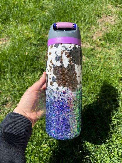 Custom Cowprint and Purple Colorshift Ombre Owala *MADE TO ORDER*