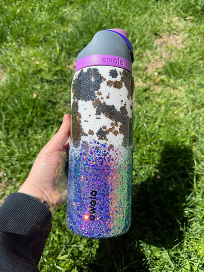 Custom Cowprint and Purple Colorshift Ombre Owala *MADE TO ORDER*