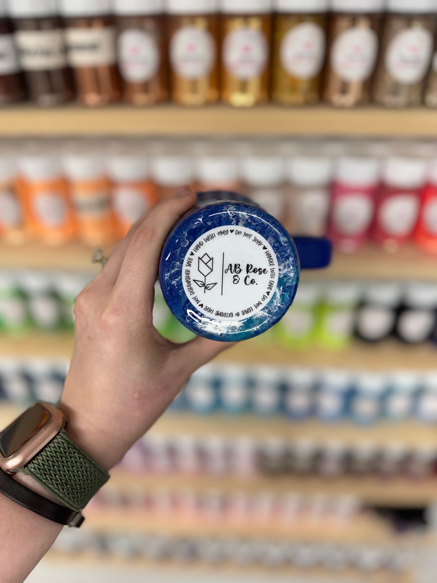 20oz Blue and Silver Hydrodipped Stanley (Ready to Ship)